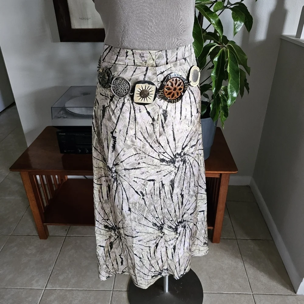 Free People Normani Bias tie dye 90's boho midi maxi satin skirt Size 10 - Picture 3 of 12